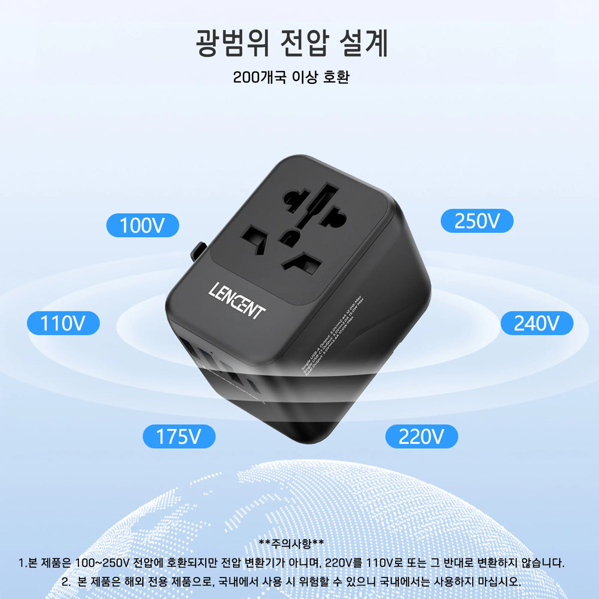 Universal Travel Adapter with 3 USB Ports 1Type-C PD Charging All-In-One Travel Adapter EU/UK/USA/AUS Plug for Travel