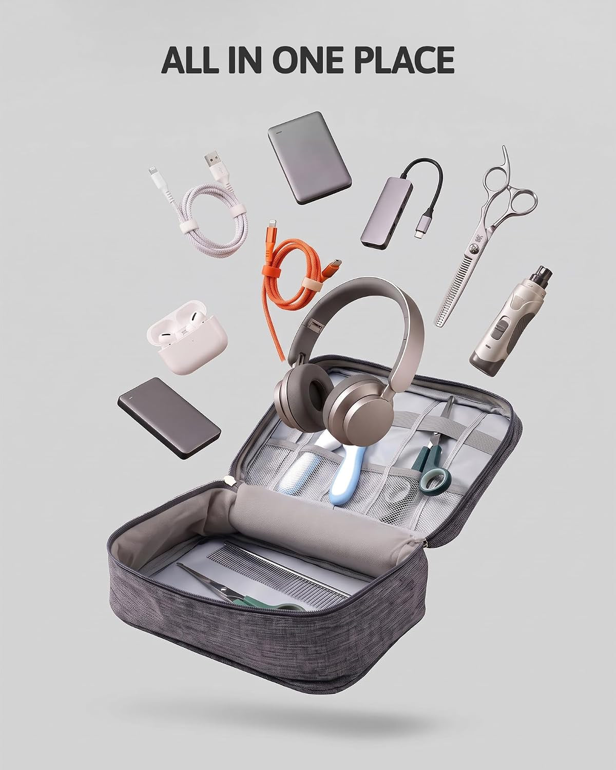 Electronics Travel Organizer, Two-Layer Tech Case