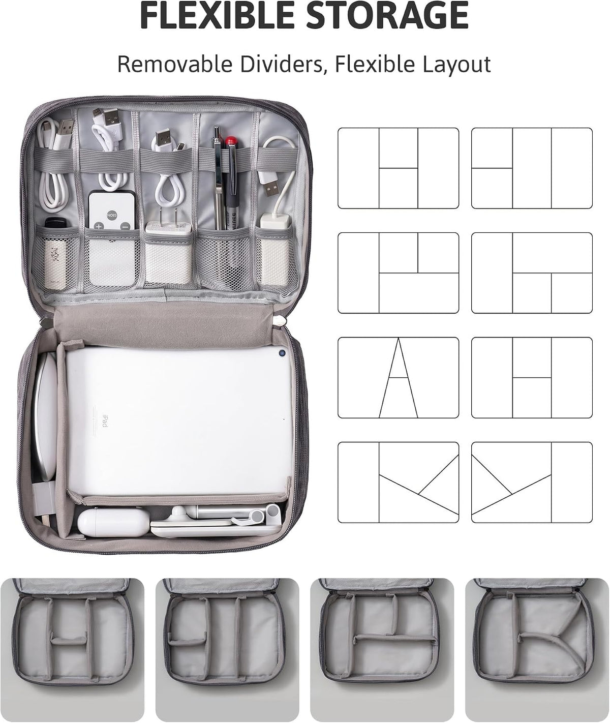 Electronics Travel Organizer, Two-Layer Tech Case
