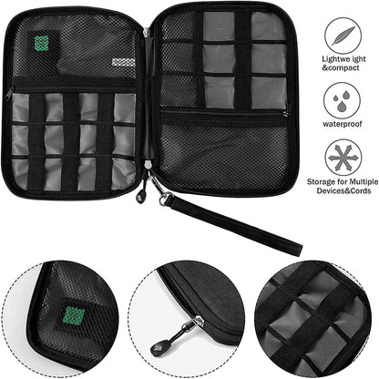 Travel Cable Organizer Bag Waterproof Portable Electronic Accessories Organizer for USB Cable Cord Phone Charger Headset Wire SD Card with 5Pcs Cable Ties(Blue)